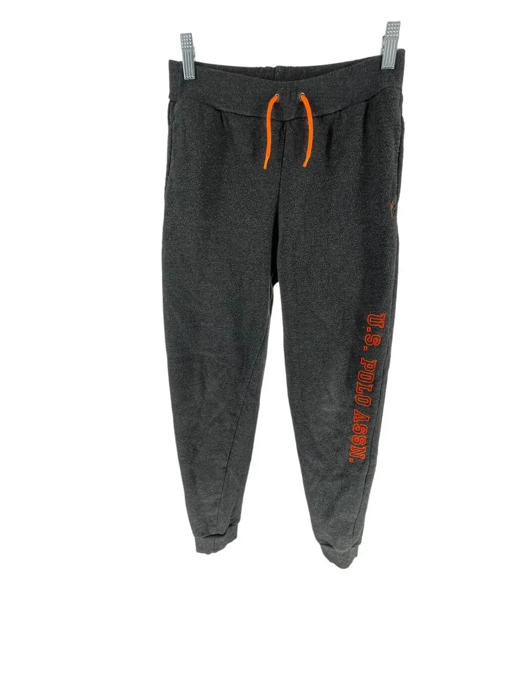 U.S. Polo Assn Boys Gray Orange Graphic Jogger Sweatpants Youth Size Large
